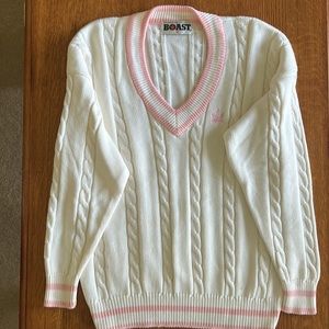 Boast Cable Knit Tennis Sweater Size L EUC